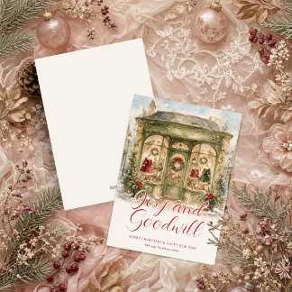 Winkeltfront Kerstmis TMF26 in vintage waterverf Feestdagenkaart