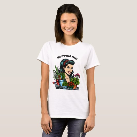 Winkeltijd | Grappige Retro Plant-liefhebbers T-shirt (Voorkant volledig)