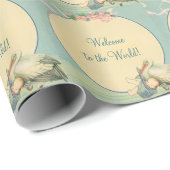  winkeltje babyjongen, welkom op de wereld cadeaupapier (Rol Hoek)