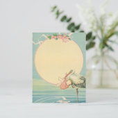 winkeltje met babymeisje in roze tas briefkaart (Staand voorkant)