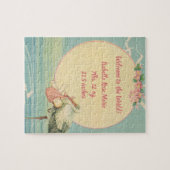 winkeltje met babymeisje in roze tas legpuzzel (Horizontaal)