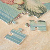 winkeltje met babymeisje in roze tas legpuzzel (Zijkant)