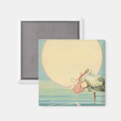  winkeltje met babymeisje in roze tas magneet (Voorkant / Achterkant)