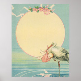  winkeltje met babymeisje in roze tas poster