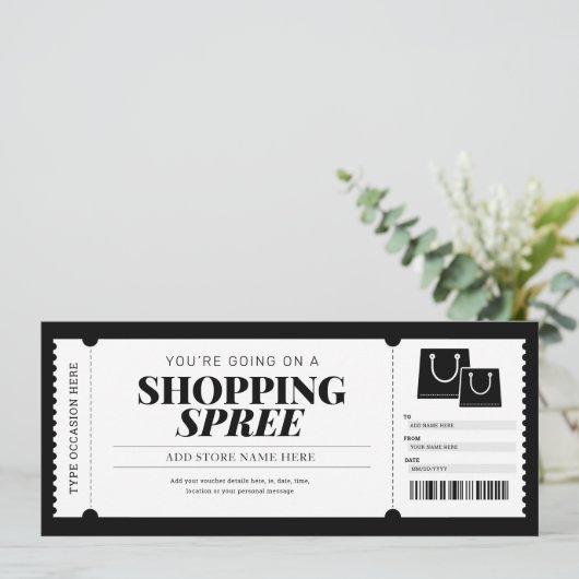 Winkeluitstap Cadeaubon Gift Card Kaart (Staand voorkant)