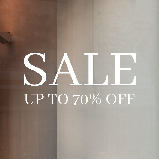 Winkeluitverkoop | Zakelijk Elegant Minimaal Wit Raamsticker