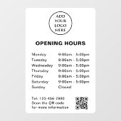 Winkeluren Bedrijfs QR-code Bedrijfslogo hier Raamsticker (Vel)