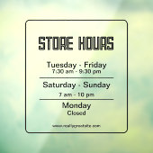 Winkeluren l Zwarte Transparante Bedrijfstijden Raamsticker (Vel 3)