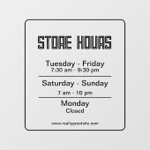 Winkeluren l Zwarte Transparante Bedrijfstijden Raamsticker (Vel)