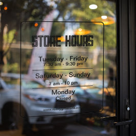Winkeluren l Zwarte Transparante Bedrijfstijden Raamsticker