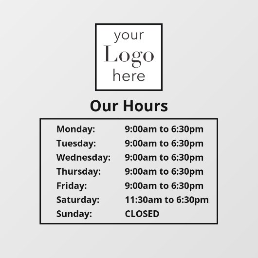 Winkeluren openen Logo Business Raamsticker (Vel)