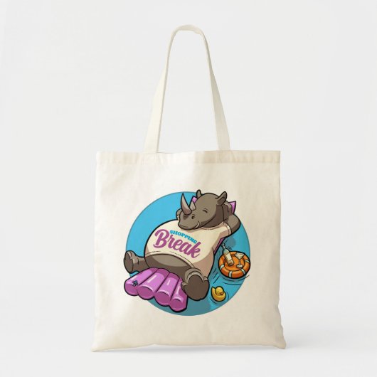 Winkelvakantie Grappig Ontspannen Rhino Pool Carto Tote Bag (Voorkant)