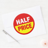 Winkelverkopers met een halve prijs ronde sticker (Envelop)