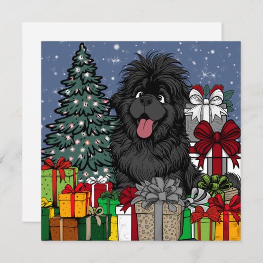 Winkelverslaafde Newfoundlander puppy hond Feestdagenkaart (Voorkant / Achterkant)
