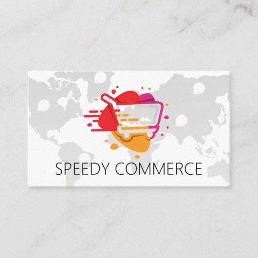 Winkelwagen | E-Commerce Logo | Wereldwijd Visitekaartje (Voorkant)