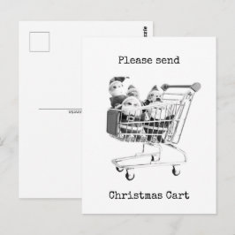 Winkelwagen Kerstman Ansichtkaart Briefkaart