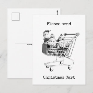 Winkelwagen Kerstman Ansichtkaart Briefkaart