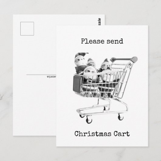 Winkelwagen Kerstman Ansichtkaart Briefkaart (Voorkant / Achterkant)