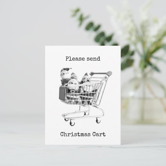 Winkelwagen Santa Briefkaart (Staand voorkant)