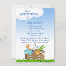 Winkelwagen van Oerwoud Baby Baby Boy Shower Invit