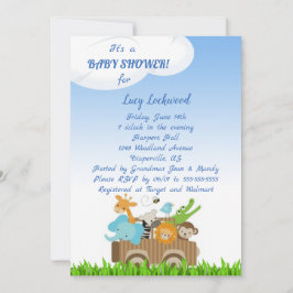Winkelwagen van Oerwoud Baby Baby Boy Shower Invit Kaart