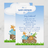 Winkelwagen van Oerwoud Baby Baby Boy Shower Invit Kaart (Voorkant / Achterkant)