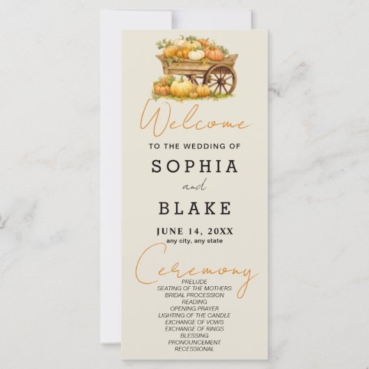 Winkelwagen van Pompoenen Herfst Ash White Wedding (Voorkant)