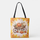 Winkelwagen van Pompoenen Herfst Leaf Border Sinaa Tote Bag (Achterkant)