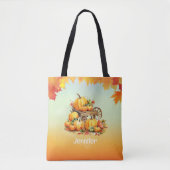 Winkelwagen van Pompoenen Herfst Leaf Border Sinaa Tote Bag (Voorkant)