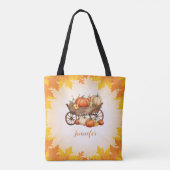 Winkelwagen van Pompoenen Herfst Leaf Border Sinaa Tote Bag (Achterkant)