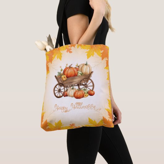 Winkelwagen van Pompoenen Herfst Leaf Border Sinaa Tote Bag (Dichtbij)