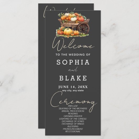 Winkelwagen van Pumpkins Herfst Shadow Grey Weddin (Voorkant / Achterkant)