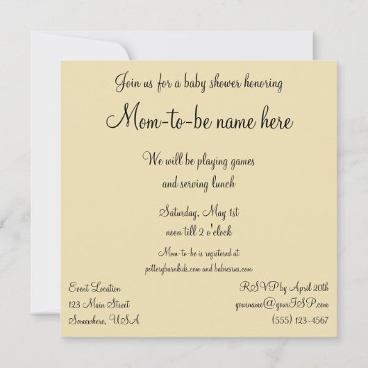  winkelwagentje Baby shower Uitnodiging (Achterkant)