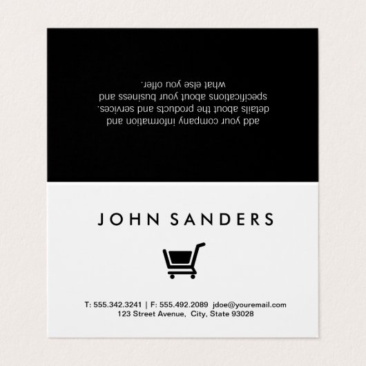 Winkelwagentje/e-handel Visitekaartje (Buitenkant ongevouwen)
