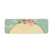  winkelwagentje met babyjongen in een blauwe tas etiket (Voorkant)