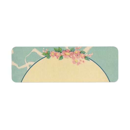 winkelwagentje met babyjongen in een blauwe tas etiket (Voorkant)