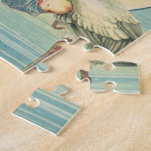  winkelwagentje met babyjongen in een blauwe tas legpuzzel (Zijkant)