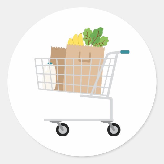 Winkelwagentje Ronde Sticker (Voorkant)