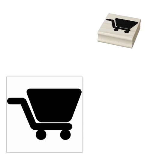 winkelwagentje silhouette - kunstzegel rubberstempel (Gestempeld)