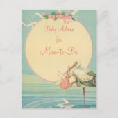  winkelwagentje voor baby's in een roze tas advieskaart (Voorkant)