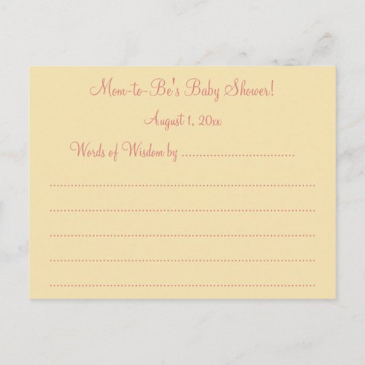  winkelwagentje voor baby's in een roze tas advieskaart (Achterkant)