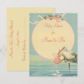  winkelwagentje voor baby's in een roze tas advieskaart (Voorkant / Achterkant)