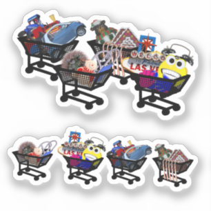 Winkelwagentjes voor plakboek sticker