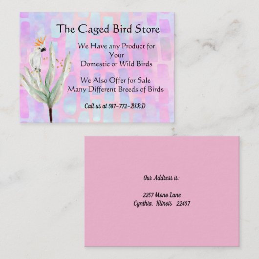 Winkelwinkel Visitekaartje met vogelpest (Voorkant / Achterkant)