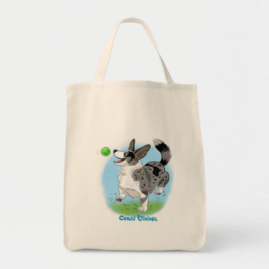Winkelzak met blauwe merle corgi! tote bag (Voorkant)