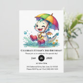 Winking Baby Dragon with Umbrella Birthday Kaart (Staand voorkant)