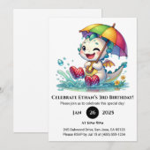 Winking Baby Dragon with Umbrella Birthday Kaart (Voorkant / Achterkant)