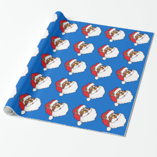 Winking Black Santa Keeping-kerstgeheimen Cadeaupapier