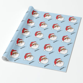 Winking Black Santa Keeping-kerstgeheimen Cadeaupapier