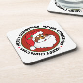 Winking Black Santa Keeping-kerstgeheimen Drankjes Onderzetter (Linkerzijde)